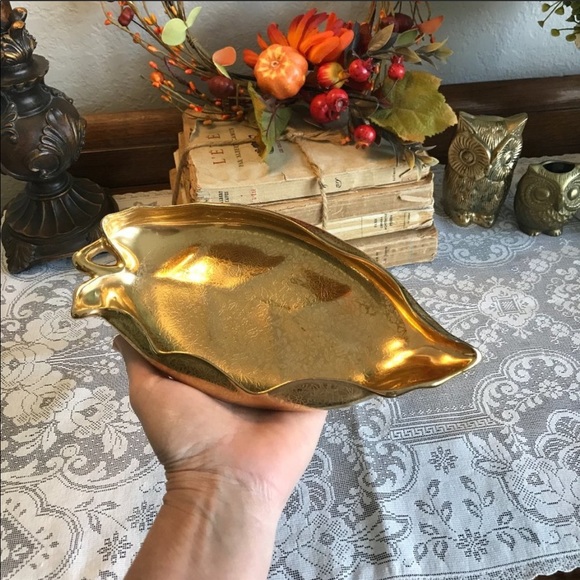 Vtg. Gold Vintage Wheeling serving display dish - Picture 2 of 8